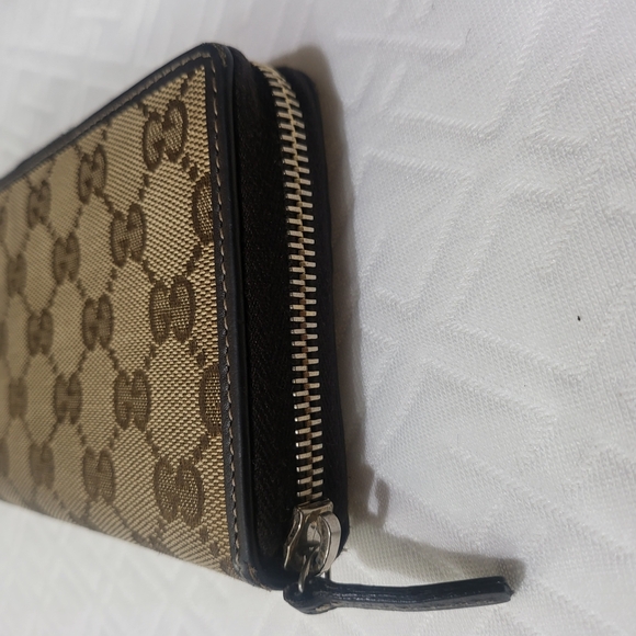 GUCCI Monogram Bow Zip Around Wallet Brown - Picture 3 of 10